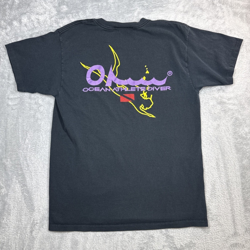 Vintage Ocean Athlete Shirt Men Large Black Diver Single Stitch USA
